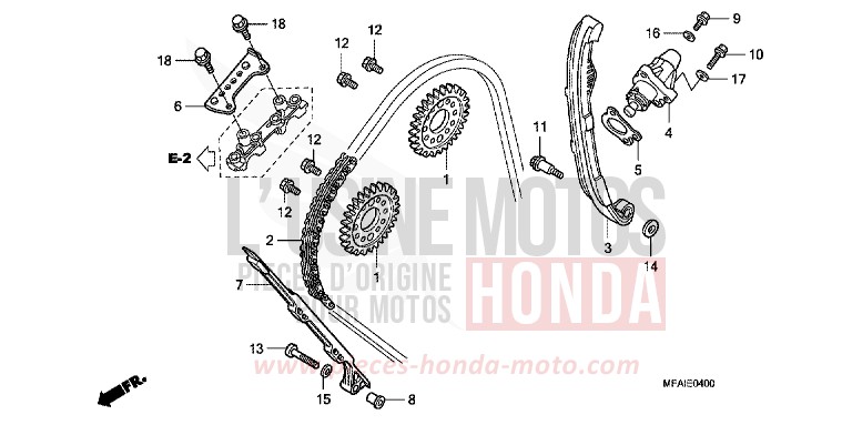CHAINE A CAMES/TENDEUR de CBF1000 ABS PEARL SIENA RED (R320) de 2008